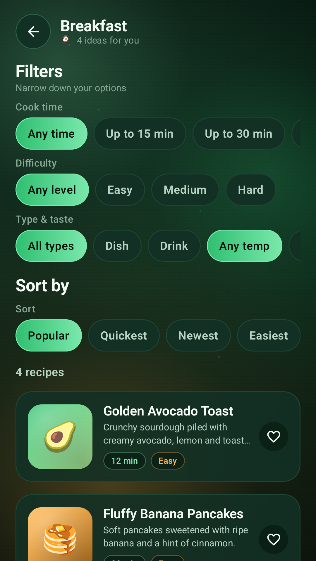 Nourish Guide breakfast filter screen